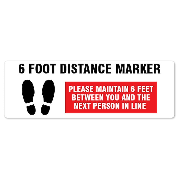 6 Foot Distance Marker Non-Slip Floor Graphic, 12PK, 16 in L, 16 in H, FD-R-16-12PK-99984